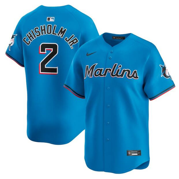 Men's Miami Marlins Active Player Custom Blue Alternate Limited Stitched Baseball Jersey